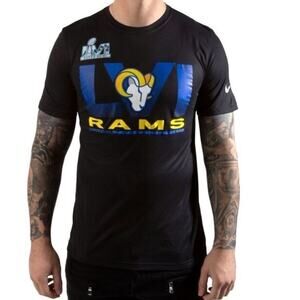 Nike Men"s Dry Fit T-shirt ‎ Los Angeles Ram Super Bowl LVI Tee Size Medium